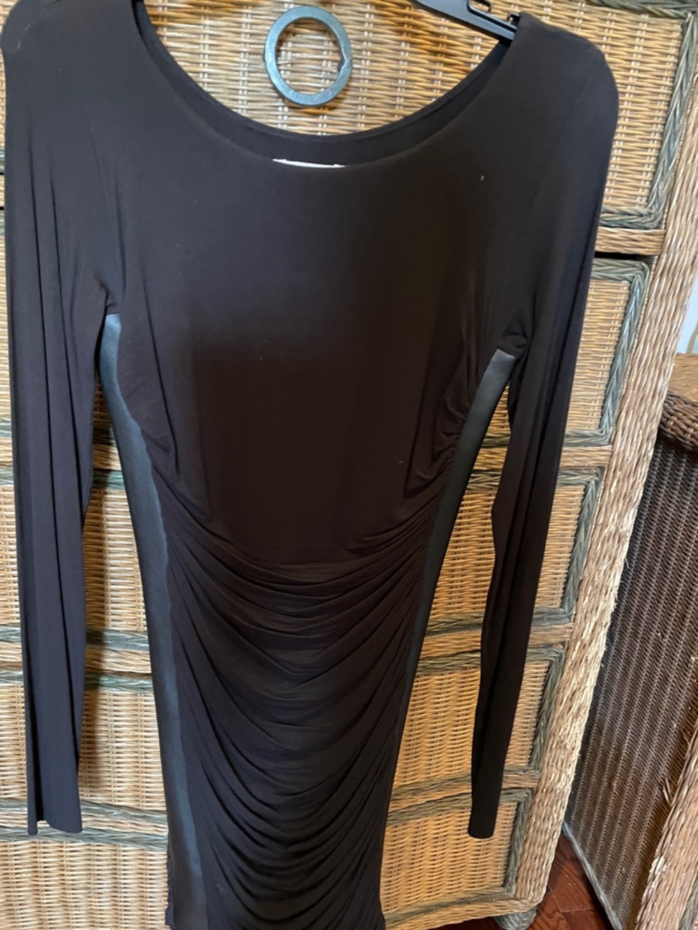 Bailey 44 Black Long-Sleeve Ruched Midi Dress